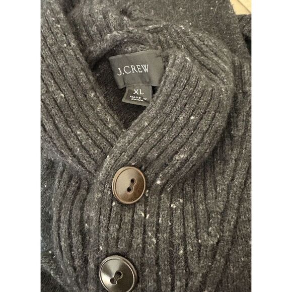 J. Crew Sweater XL Rugged Merino Wool Two-button Shawl Collar Pullover Speckled - Picture 7 of 7